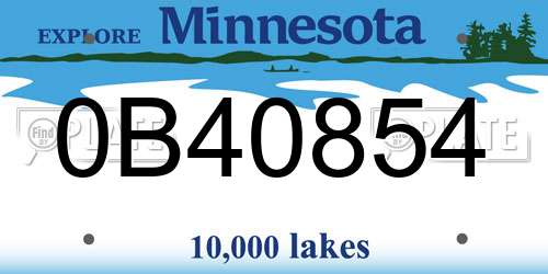 0B40854 Minnesota License Plate
