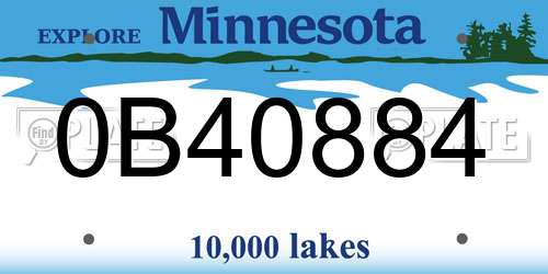 0B40884 Minnesota License Plate