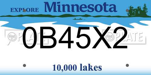 0B45X2 Minnesota License Plate