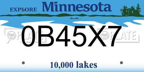 0B45X7 Minnesota License Plate