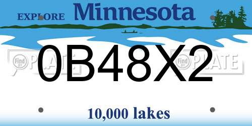 0B48X2 Minnesota License Plate