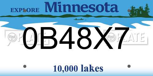0B48X7 Minnesota License Plate