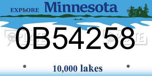 0B54258 Minnesota License Plate