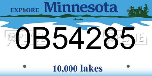 0B54285 Minnesota License Plate