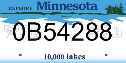0B54288 Minnesota License Plate