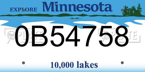 0B54758 Minnesota License Plate