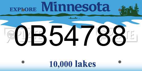 0B54788 Minnesota License Plate