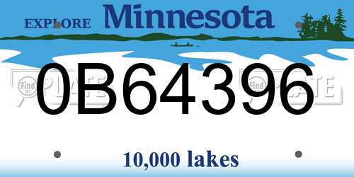0B64396 Minnesota License Plate