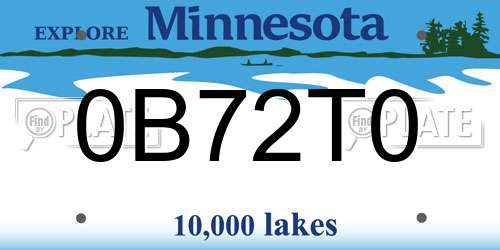 0B72T0 Minnesota License Plate
