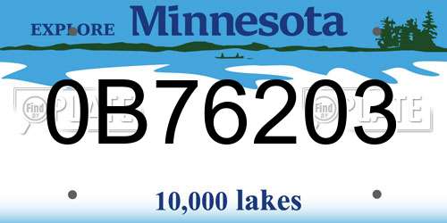 0B76203 Minnesota License Plate