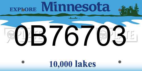0B76703 Minnesota License Plate