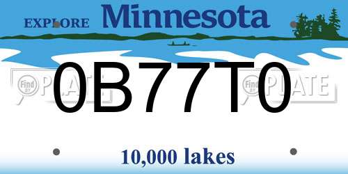 0B77T0 Minnesota License Plate