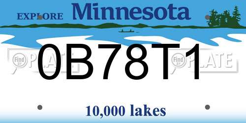 0B78T1 Minnesota License Plate