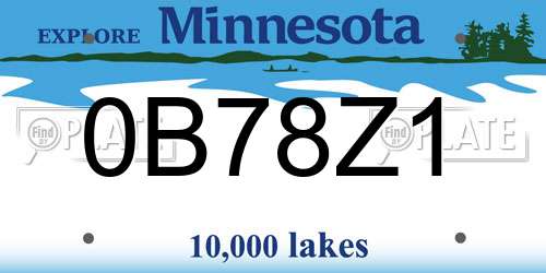 0B78Z1 Minnesota License Plate