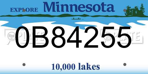 0B84255 Minnesota License Plate