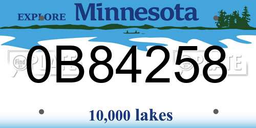 0B84258 Minnesota License Plate