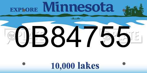 0B84755 Minnesota License Plate