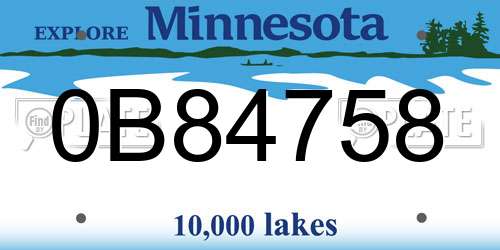 0B84758 Minnesota License Plate