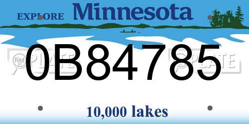 0B84785 Minnesota License Plate