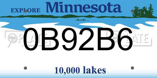 0B92B6 Minnesota License Plate