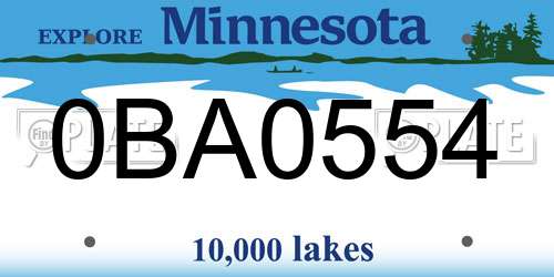 0BA0554 Minnesota License Plate