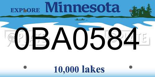 0BA0584 Minnesota License Plate