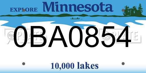 0BA0854 Minnesota License Plate
