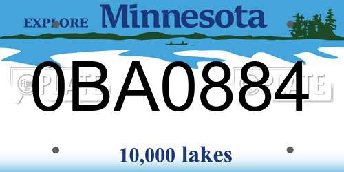 0BA0884 Minnesota License Plate
