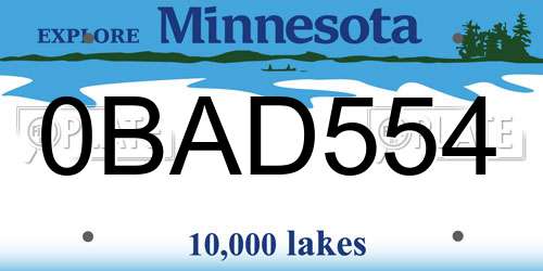 0BAD554 Minnesota License Plate