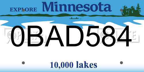 0BAD584 Minnesota License Plate