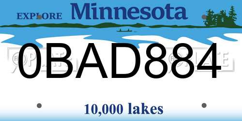 0BAD884 Minnesota License Plate