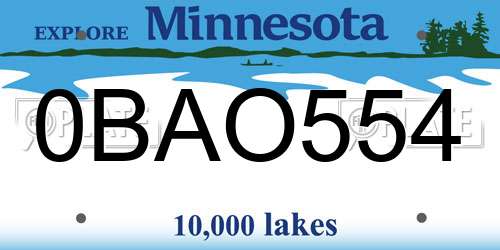 0BAO554 Minnesota License Plate