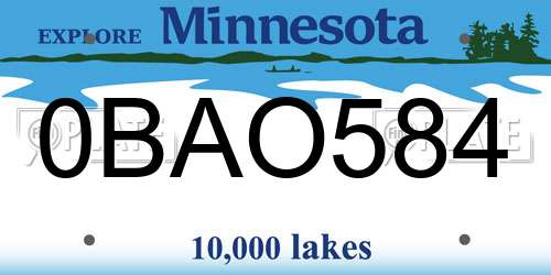 0BAO584 Minnesota License Plate