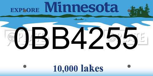 0BB4255 Minnesota License Plate