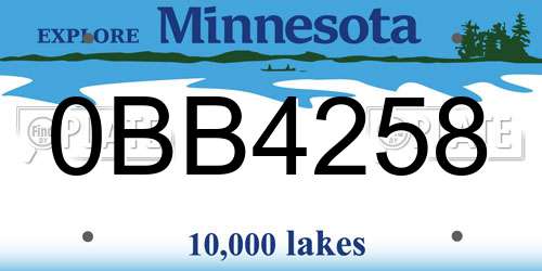 0BB4258 Minnesota License Plate
