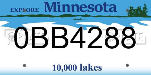 0BB4288 Minnesota License Plate