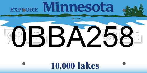 0BBA258 Minnesota License Plate