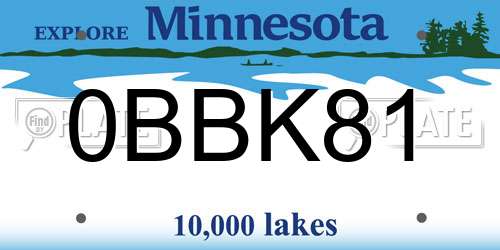 0BBK81 Minnesota License Plate
