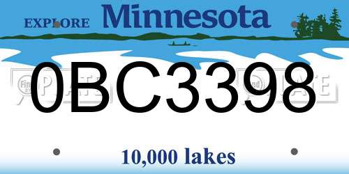 0BC3398 Minnesota License Plate
