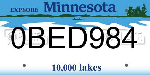 0BED984 Minnesota License Plate