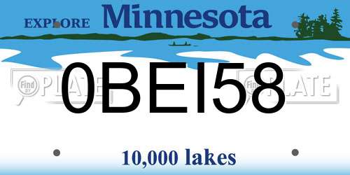0BEI58 Minnesota License Plate