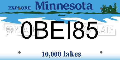 0BEI85 Minnesota License Plate