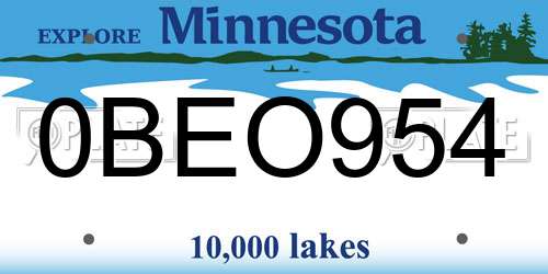 0BEO954 Minnesota License Plate