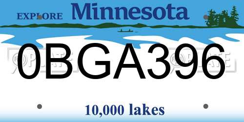0BGA396 Minnesota License Plate