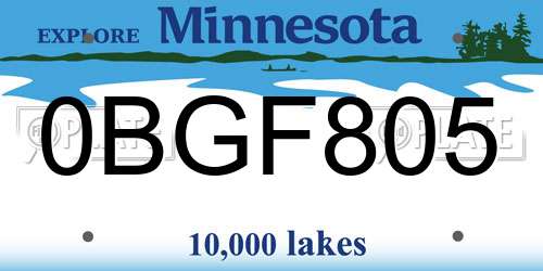 0BGF805 Minnesota License Plate