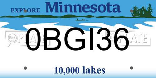 0BGI36 Minnesota License Plate