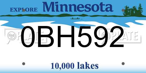 0BH592 Minnesota License Plate
