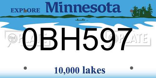 0BH597 Minnesota License Plate