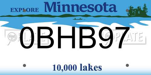 0BHB97 Minnesota License Plate