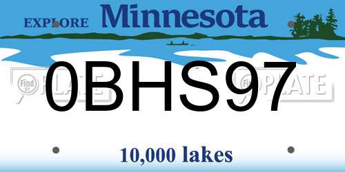 0BHS97 Minnesota License Plate